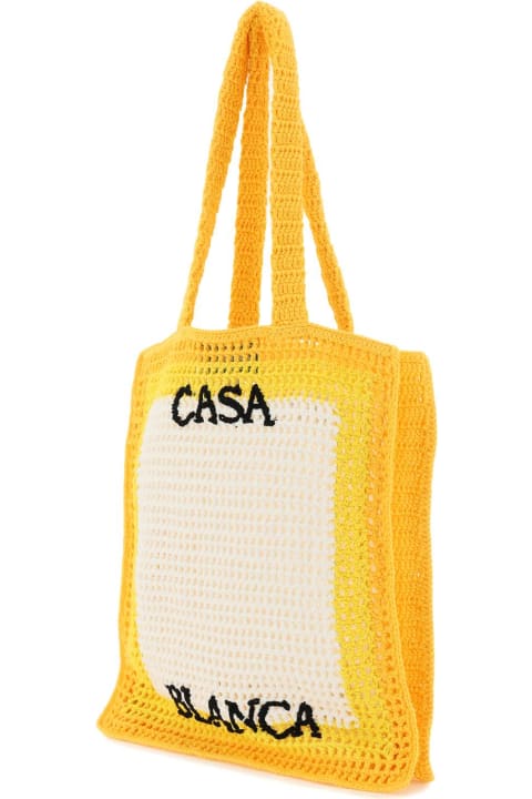 Casablanca for Women Casablanca Yellow Crochet Cuzimala Shopping Bag