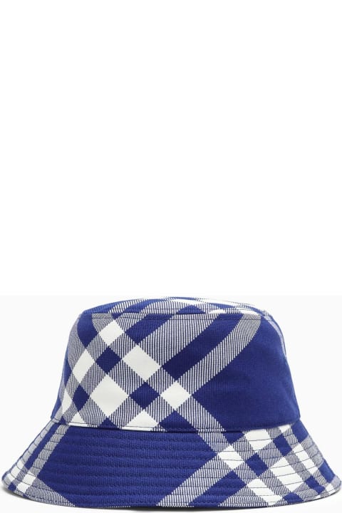 Burberry Hats for Men Burberry Blue\/white Check Pattern Bucket Hat