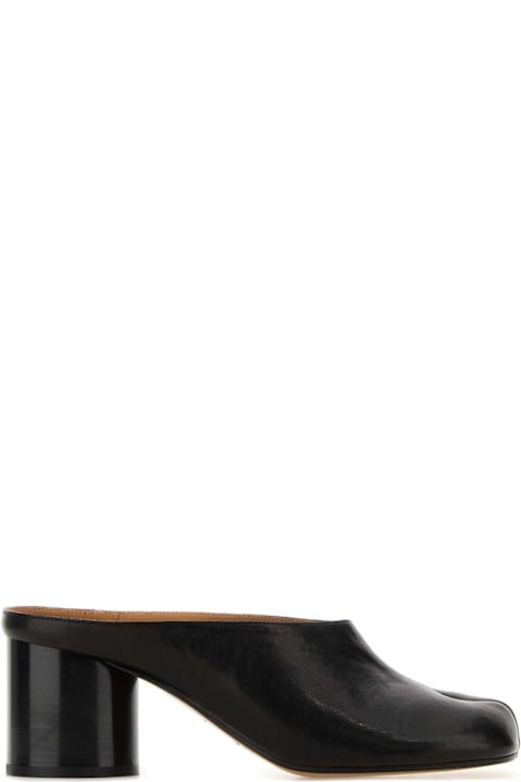 Maison Margiela Black Leather Tabi Mules