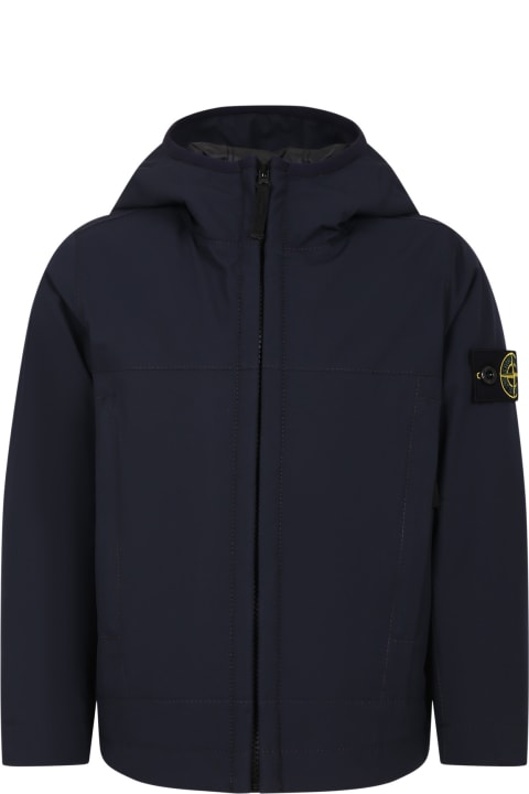 Fashion for Boys Stone Island Junior Blue Jacket For Boy With Compass