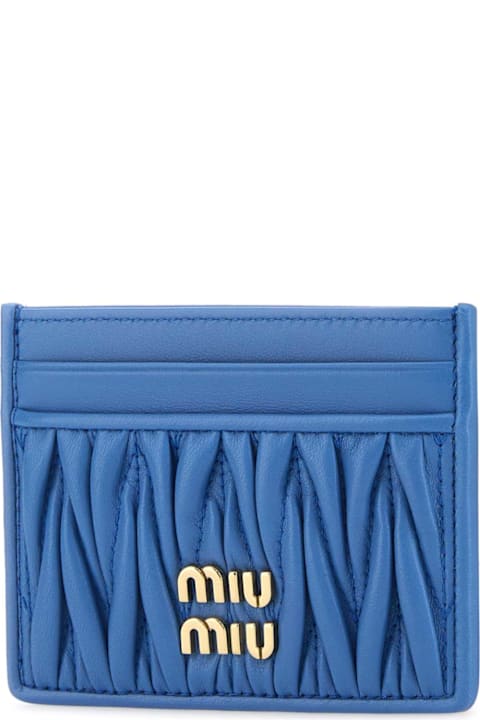 Miu Miu Wallets for Women Miu Miu Cerulean Leather Card Holder