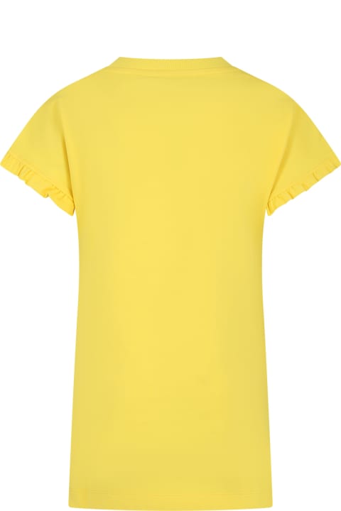 Homeware Moschino Yellow Dress For Girl With Multicolor Print And Teddy Bear