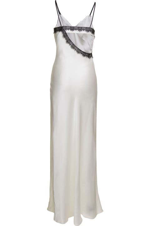 Underwear & Nightwear for Women Alberta Ferretti Maxi White Slip Dress With Lace Trim In Silk Blend Woman