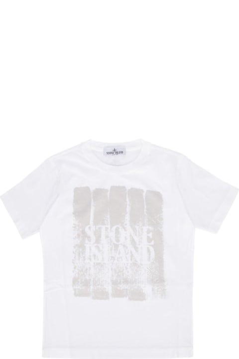 Fashion for Kids Stone Island Junior Logo Printed Crewneck T-shirt