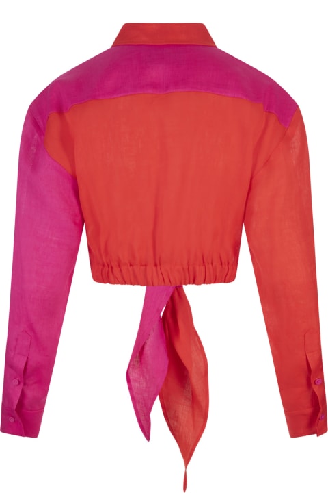 Alessandro Enriquez Clothing for Women Alessandro Enriquez Red And Fuchsia Short Shirt With Knot