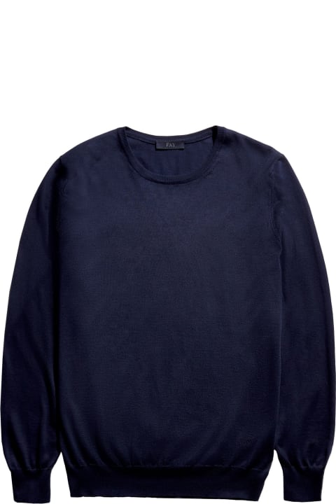 Fleeces & Tracksuits for Men Fay Navy Blue Silk-cotton Blend Jumper