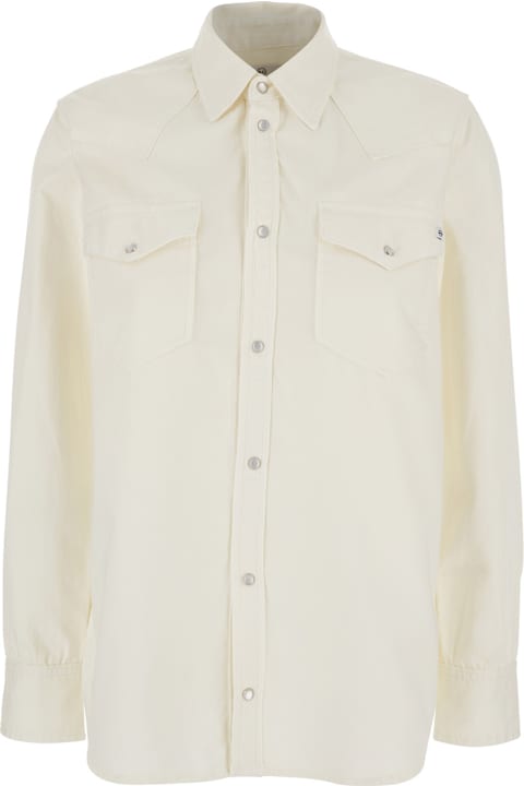 AG Jeans لـ Men AG Jeans 'noiki' White Shirt With Pointed Collar And Two Patch Pockets On The Front In Cotton For Women