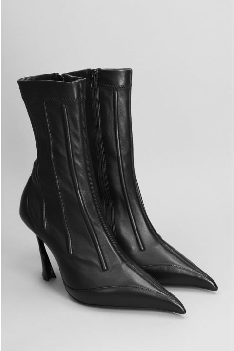 ウィメンズ Muglerのブーツ Mugler High Heels Ankle Boots In Black Leather