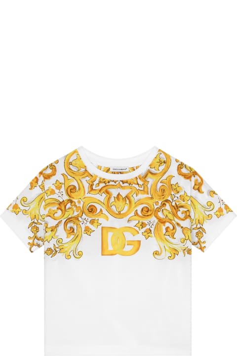 Dolce & Gabbana T-Shirts & Polo Shirts for Girls Dolce & Gabbana T-shirt With Maiolica Print