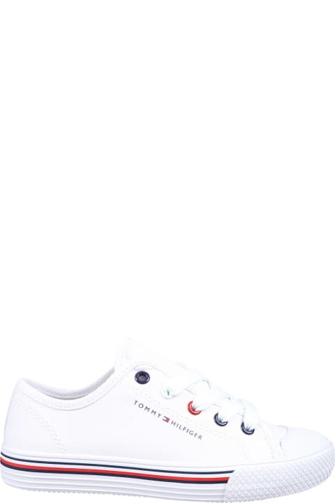 Shoes for Boys Tommy Hilfiger White Sneakers For Kids With Logo