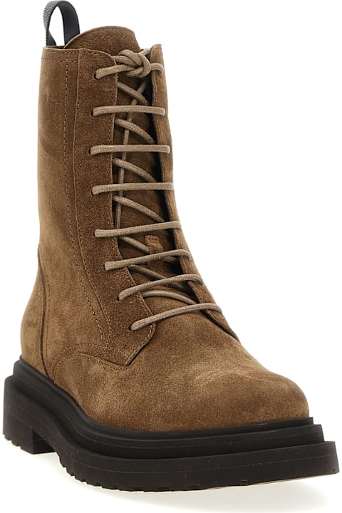 Brunello Cucinelli Boots for Women Brunello Cucinelli Suede Combat Boots Monile