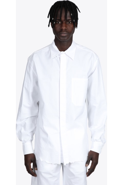 Camicia Cropped Fondo White oxford cotton shirt with ripped hems