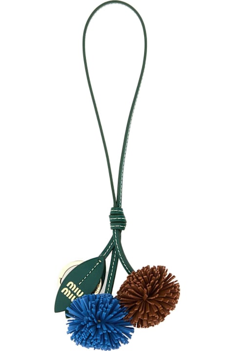 【関税&送料込】Maison Margiela Olive Green Leather Keyring black-and-white-four-stitches-