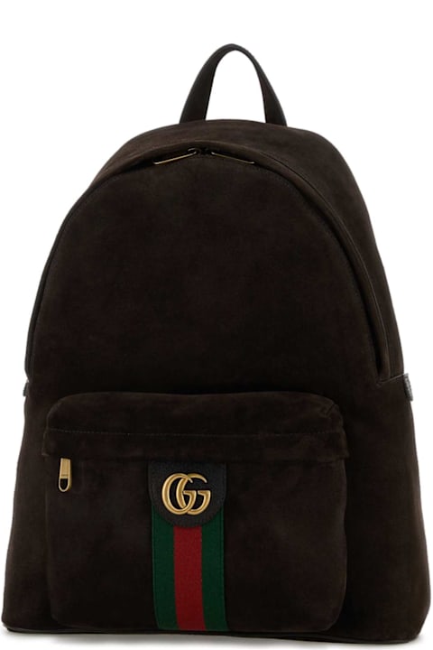Gucci Dark Brown Suede Medium Ophidia Backpack