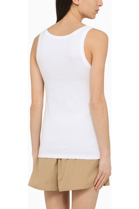 Prada Topwear for Women Prada White Cotton Tank Top With Eyelets