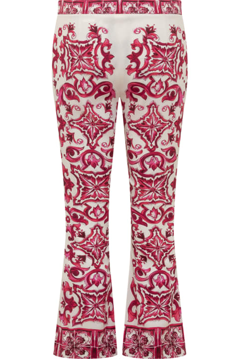 ウィメンズ Dolce & Gabbanaのパンツ＆ショーツ Dolce & Gabbana Majolica Print Charmeuse Pants