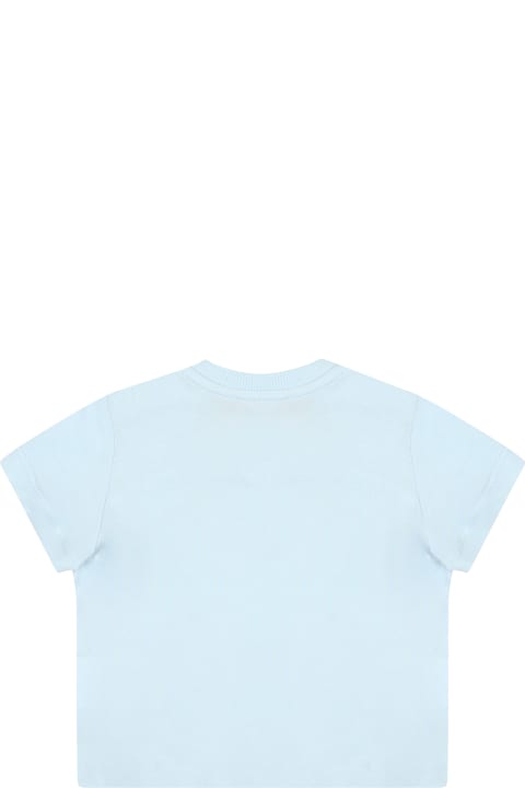 Moschino T-Shirts & Polo Shirts for Baby Girls Moschino Light Blue T-shirt For Baby Boy With Teddy Bear And Duck