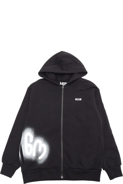 MSGM Sweaters & Sweatshirts for Boys MSGM Zip Hoodie Boy Nero/black