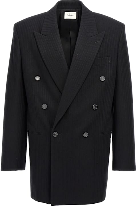 Saint Laurent Coats & Jackets for Men Saint Laurent Striped Double-breasted Blazer