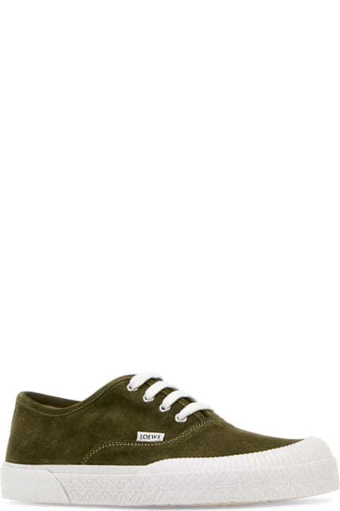 Loewe Shoes for Men Loewe Olive Green Suede Terra Vulca Sneakers