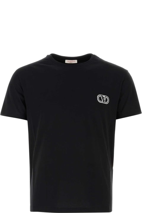 Topwear for Women Valentino Garavani Black Cotton T-shirt