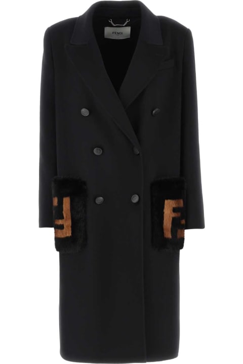 コート Fendi Black Wool Blend Coat Coat Wool Black | Fendi