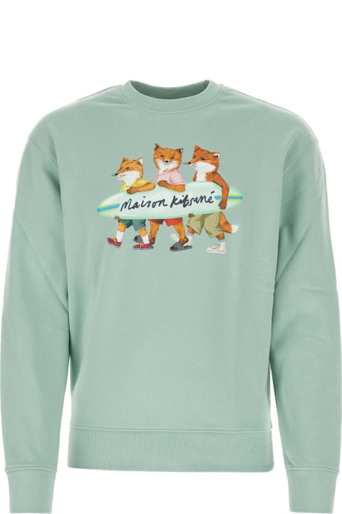 Maison Kitsuné Fleeces & Tracksuits for Men Maison Kitsuné Mint Green Cotton Sweatshirt
