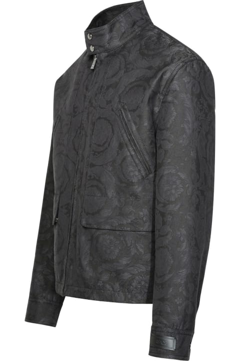 Coats & Jackets for Men Versace 'barocco' Anthracite Cotton Jacket