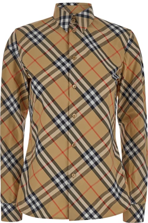 Fashion for Women Burberry Beige Shirt With All-over Burberry Check Motif In Cotton Woman