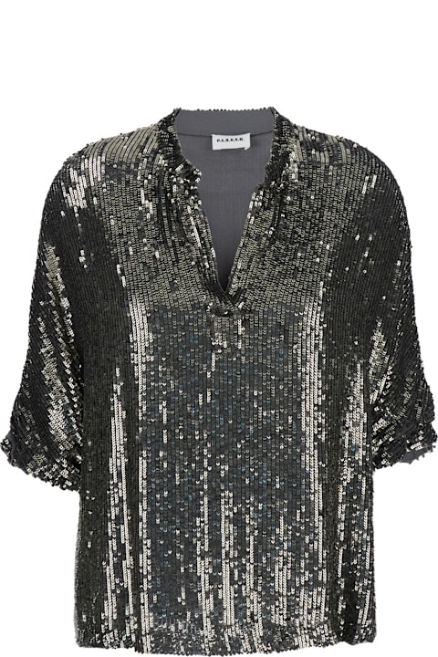 Parosh Clothing for Women Parosh Metallic Sequin Blouse With V Neck In Tech Fabric Woman