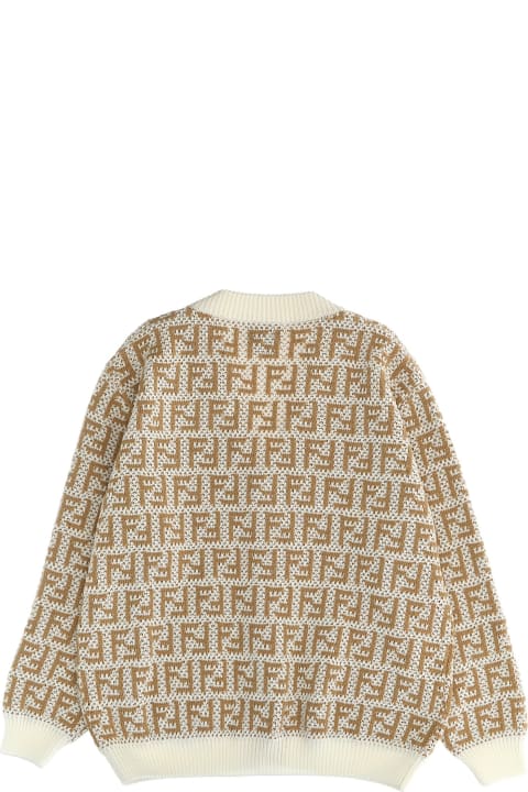 Fendi for Kids Fendi Openwork Logo Cardigan