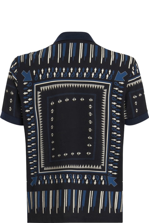 Etro Topwear for Men Etro Navy Blue Polo Shirt With Geometric Print