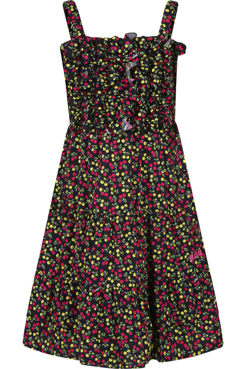 Fashion for Girls MSGM Black Dress For Girl With Cherry Print