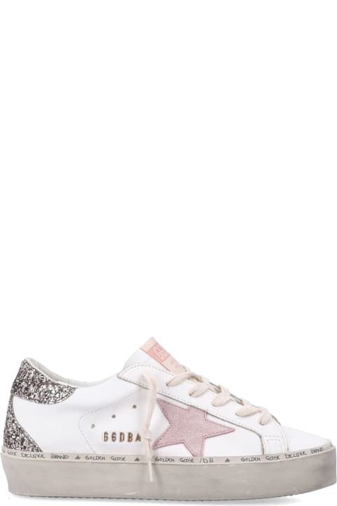 Golden Goose Hi Star White Pink Leather And Glitter Woma's Sneakers