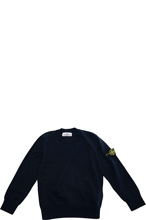 Homeware Stone Island Junior Blue T-shirt With Round Neck And Logo Patch On The Sleeve I Cotton Boy