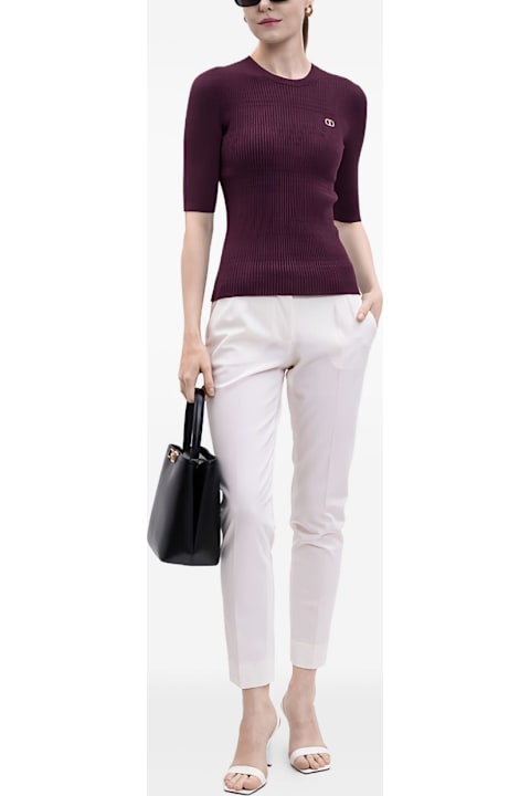 أدوات منزلية TwinSet Twinset Red Ribbed Knit T-shirt