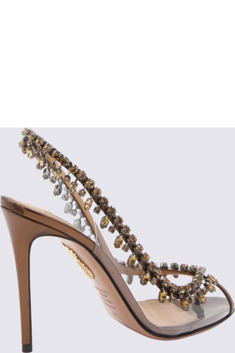 High-Heeled Shoes for Women Aquazzura Brown Leather Temptation Pumps