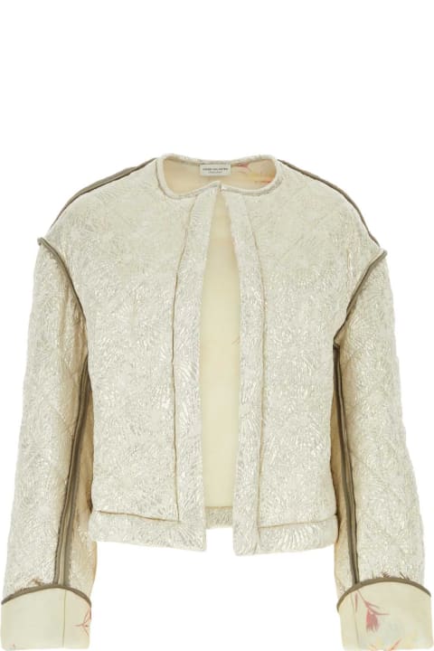 Dries Van Noten Coats & Jackets for Women Dries Van Noten Platinum Silk Blend Bomber Jacket