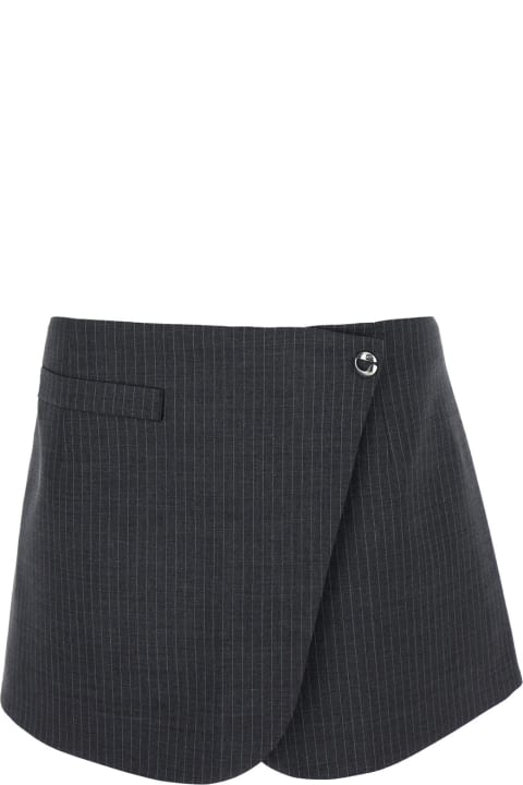 Fashion for Women Coperni Grey Pinstriped Wrap Mini Skirt In Wool Woman
