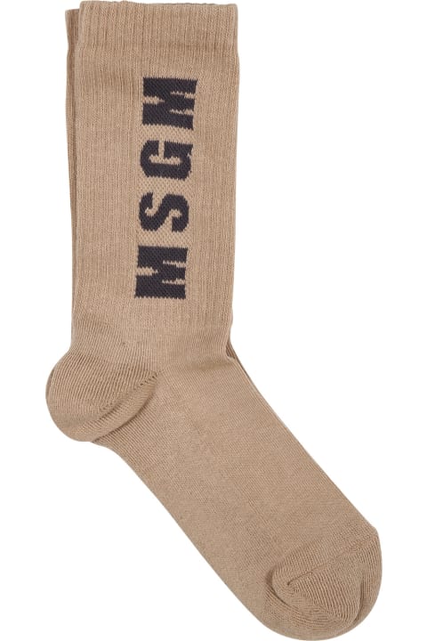 ボーイズ MSGMのアンダーウェア MSGM Beige Socks For Kids With Logo