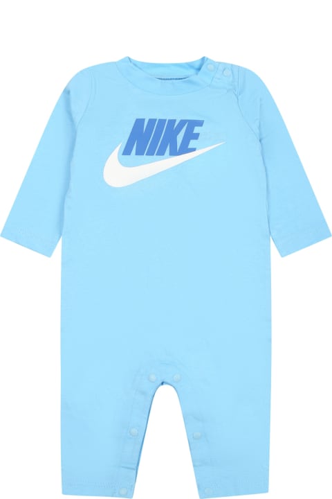 ベビーガールズ Nikeのボディスーツ＆セットアップ Nike Light Blue Babygrow For Baby Boy With Swoosh