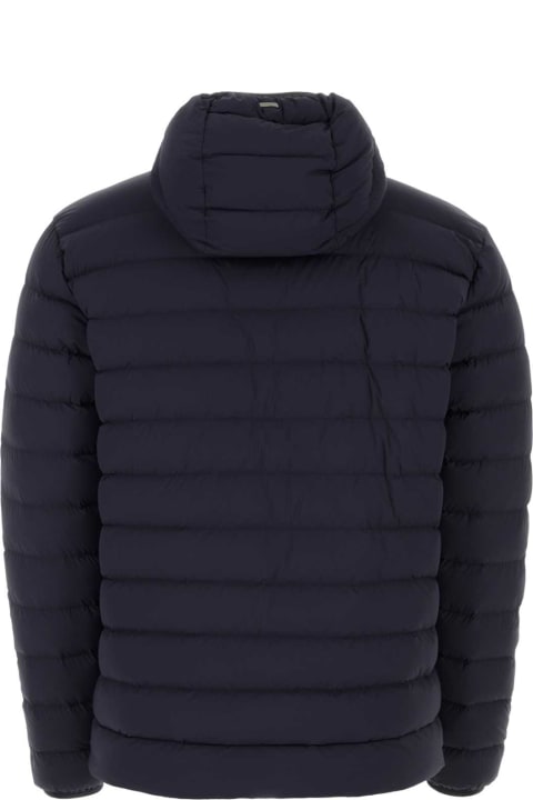 Coats & Jackets for Men Herno Navy Blue Stretch Nylon Down Jacket
