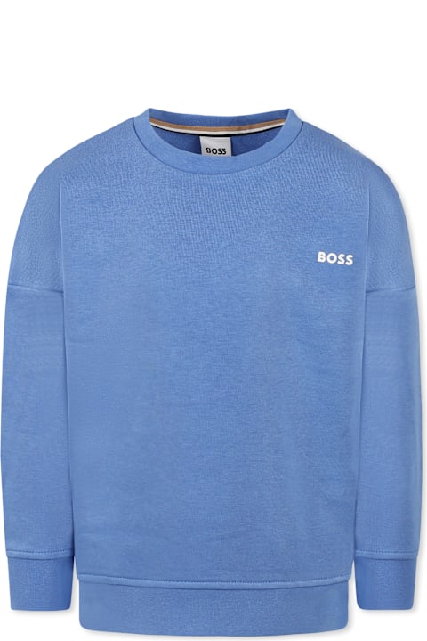 Hugo Boss Sweaters & Sweatshirts for Boys Hugo Boss Light Blue Sweatshirt For Boy With Logo