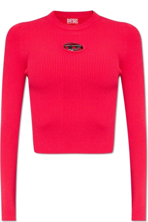Diesel Sweaters for Women Diesel M Valary Logo Plaque Cropped Ribbed Top
