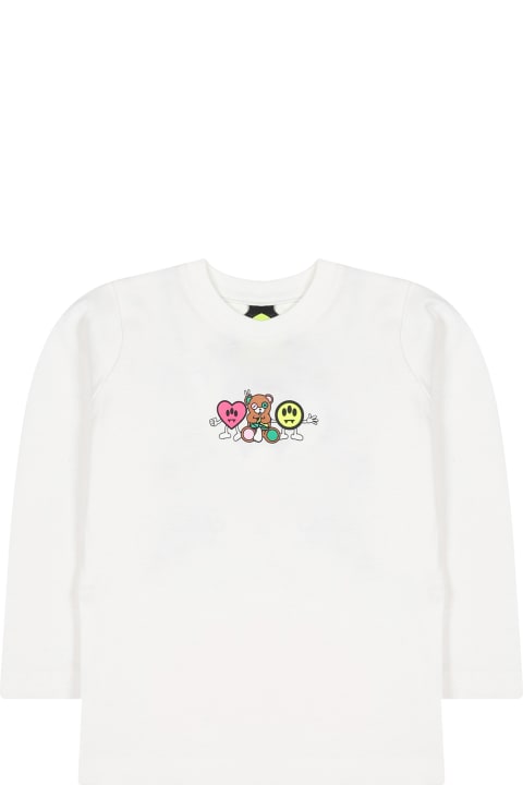 ウィメンズ新着アイテム Barrow White T-shirt For Baby Girl With Bear And Smiley