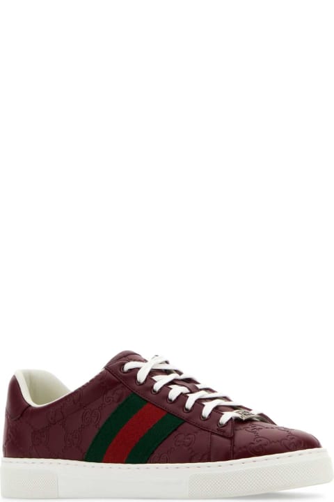 Gucci Sneakers for Men Gucci Burgundy Leather Ace Sneakers