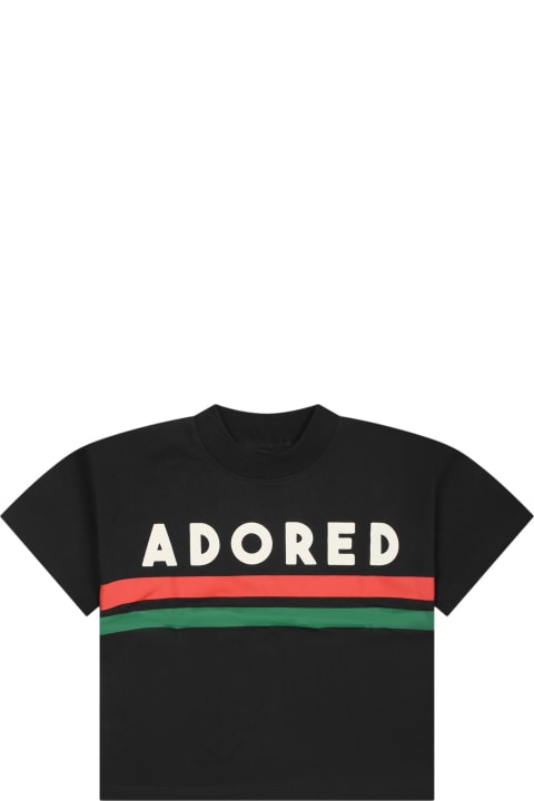 Topwear for Baby Boys Mini Rodini Black Sweatshirt For Kids With Writing