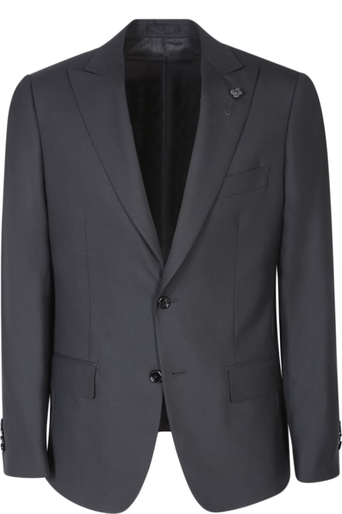 Suits for Men Lardini Stretch Fabric Black Suit