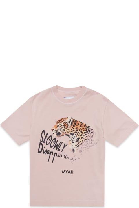 Myt24u T-shirt Myar Deadstock Pink Fabric Crew-neck T-shirt With Digital Print Sloowly