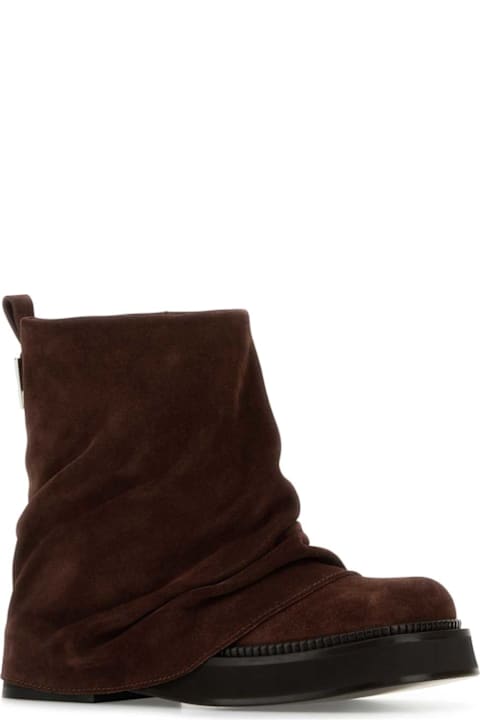 The Attico Brown Suede Mini Robin Ankle Boots
